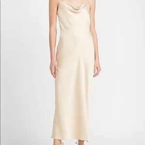 Express Satin Cowl Neck Midi Dress